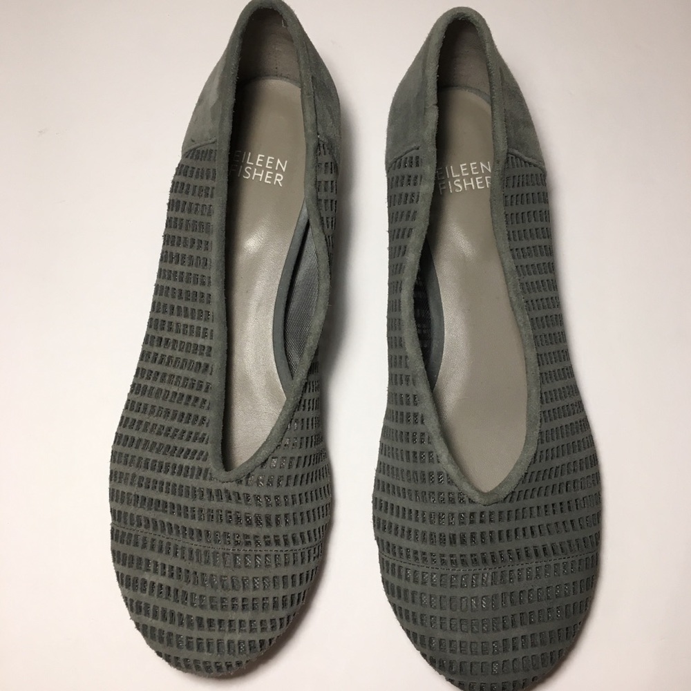 Eileen Fisher Patch Grey Suede Ballet Flats 7.5